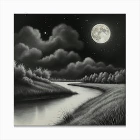 Moonlight Over The River Canvas Print