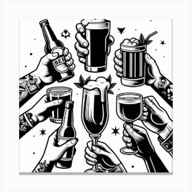 Beer Drinking Hands Canvas Print