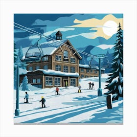 Ski Resort At Night Canvas Print