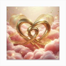 Golden Heart On Clouds Canvas Print