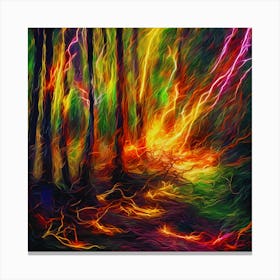 Lightning In The Forest Canvas Print