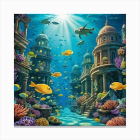 Underwater Coral City With Marine Life Canvas Print