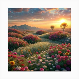 Sunset In The Meadow Canvas Print