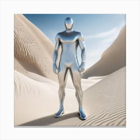 Futuristic Man Standing In Desert Canvas Print