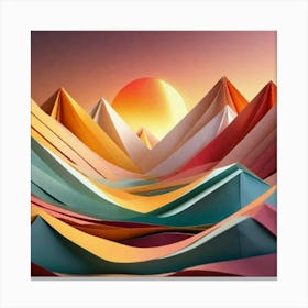 Colorful paper mountains Canvas Print