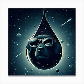 A Black Dog With Sunglasses In A Raindrop Floating In Space 1 Toile