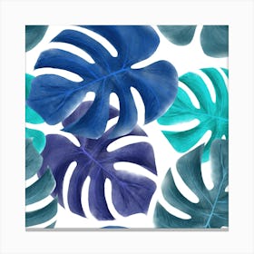 Leaves Tropical Blue Green Nature 1 Canvas Print