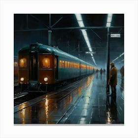 Train At Night Canvas Print