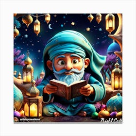 Muslim Man Reading A Book Canvas Print