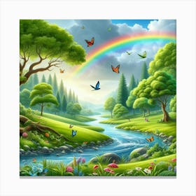 Rainbow In The Forest 2 Canvas Print