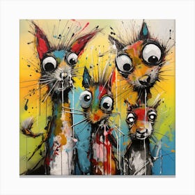 Abstract Crazy Whimsical Squirrels Canvas Print