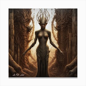The Witch Queen As A Abstract Brown Shade Illustration Canvas Print
