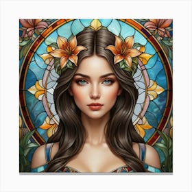 Stained Glass Girl Canvas Print