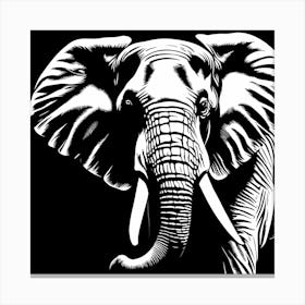 Elephant In Black And White, 1342 Canvas Print