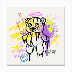 Graffiti Bear Change The Rules Wall Art Canvas Print