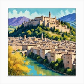 Urbino Italy Fauvist Painting Travel Poster Art Print 2 Canvas Print