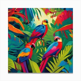 Parrots In The Jungle Fauvism Tropical Birds in the Jungle 11 Canvas Print