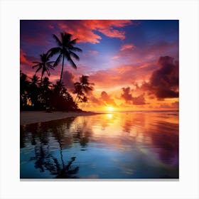 Sunset On The Beach Canvas Print