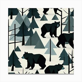 Black Bears In The Forest Canvas Print