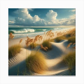 Sand Dunes Sea Oats and Waves Beach Hotel Commercial Canvas Print