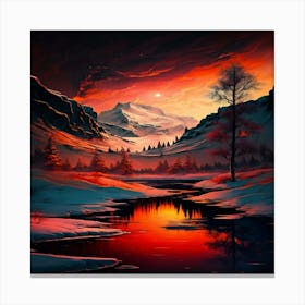 Sunset Over A Mountain Canvas Print