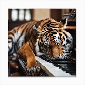 Playing tiger piano Canvas Print