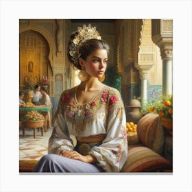 Woman In A Traditional Dress Canvas Print