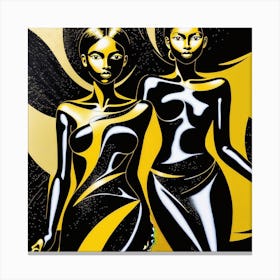 Two Women In Yellow And Black 3 Canvas Print