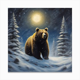 Bear In The Snow Canvas Print