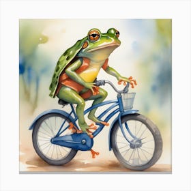 Frog On A Bike Canvas Print