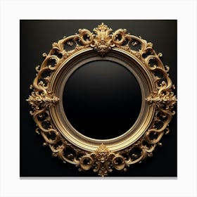 Gold Frame On Black Background Canvas Print