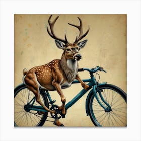 Deer On A Bike 7 Canvas Print