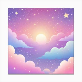 Sky With Twinkling Stars In Pastel Colors Square Composition 205 Canvas Print