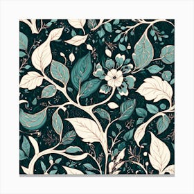 Seamless Pattern With Flowers And Leaves art print Canvas Print