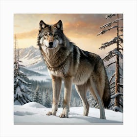 Wolf In The Snow Canvas Print