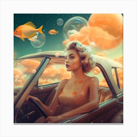 Girl In A Car 5 Canvas Print