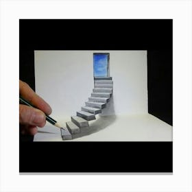 3d Drawing Of Stairs Canvas Print