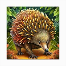 Echidna Standing In A Jungle Environment Canvas Print