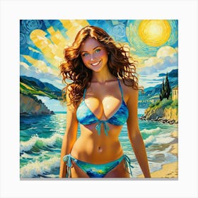 Woman In A Bikinifu Canvas Print