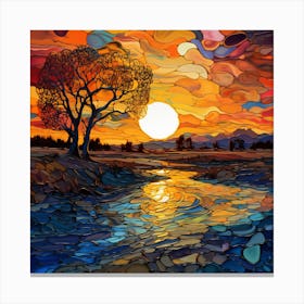 Sunset Over The River 2 Canvas Print