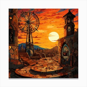 Spooky Village At Sunset Canvas Print