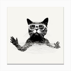 Cat In Water 1 Canvas Print