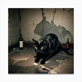 Black Cat In The Cellar Canvas Print