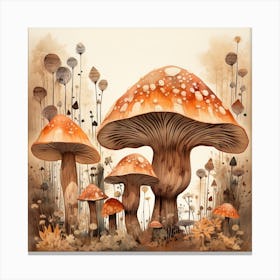 Mushrooms In The Forest 3 Canvas Print