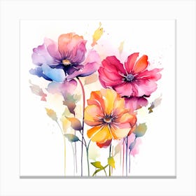 Pastel Colorful Flowers 1 Canvas Print