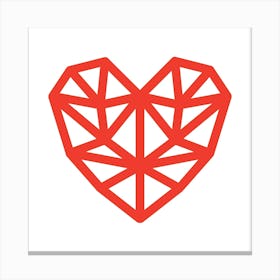 Heart Geometric Abstract Minimalist Simple Red 4 Canvas Print