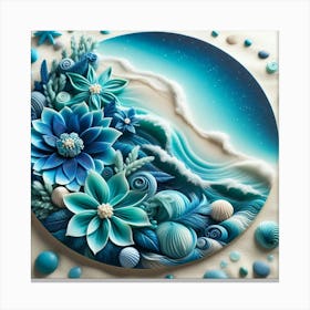 Seashells And Flowers Canvas Print