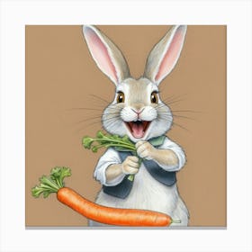 Rabbit With Carrots 25 Canvas Print