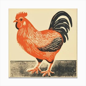 Retro Bird Lithograph Chicken 5 Canvas Print