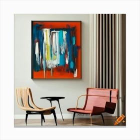 Framed Abstract Expressionism Art In The Modern Interior Canvas Print